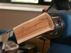 Yew log set up to make the banana dish